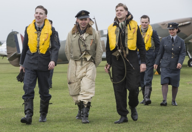The Spirit of Britain living history group walk in thefootsteps of Battle of Britain pilots along the historic airfield at IWMDuxford, 2018. Photo: IWM.