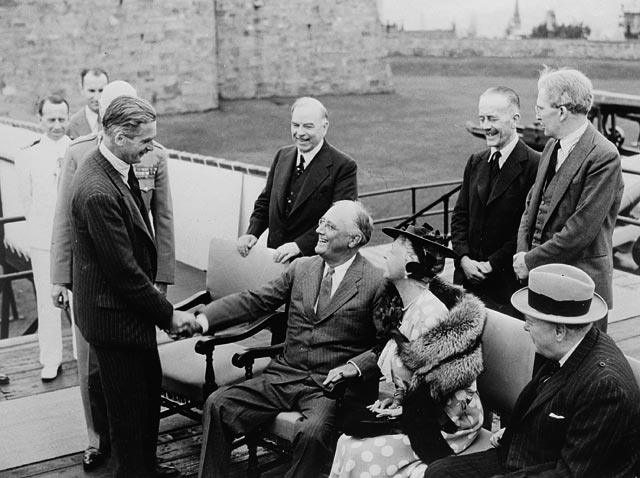 President Franklin Delano Roosevelt greeting British Foreign Secretary Anthony Eden