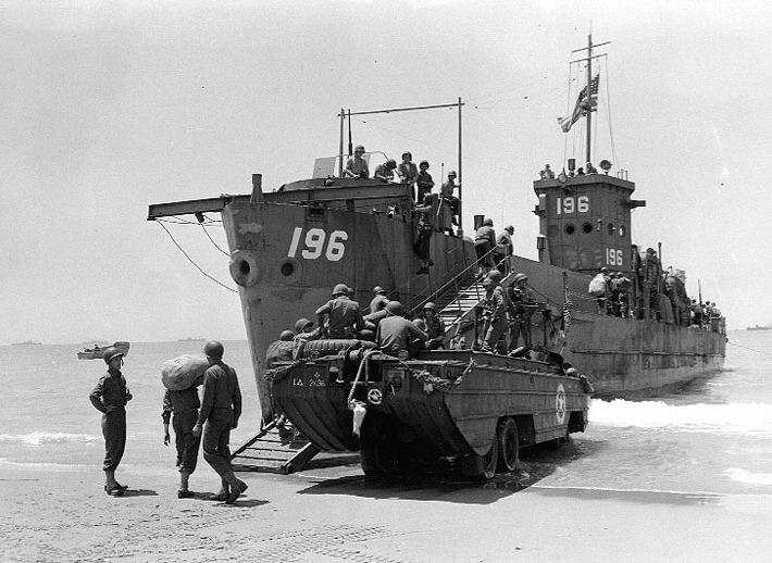 American soldiers landing on Sicily.