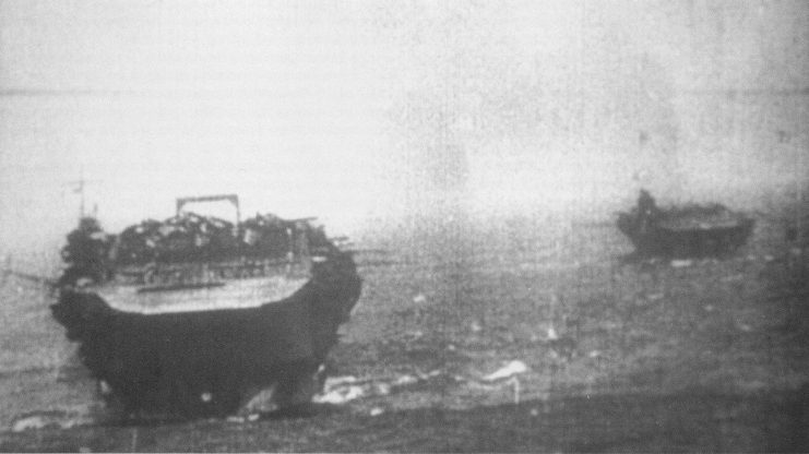 Kaga (foreground), with Zuikaku (background), heads towards Pearl Harbor sometime between 26 November and 7 December 1941.