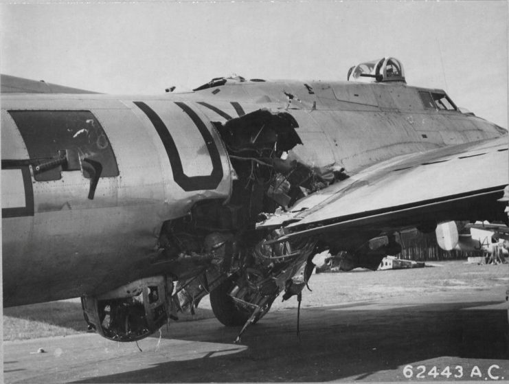 This Boeing B-17 Flying Fortress made it back home, as it seems (but an emergency landing in Switzerland or Sweden was also an option, used by quite a number of Allied Bombers in WW II).