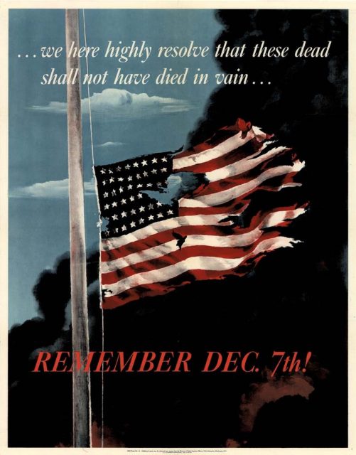 Remember December 7!, by Allen Saalburg, poster issued in 1942 by the United States Office of War Information