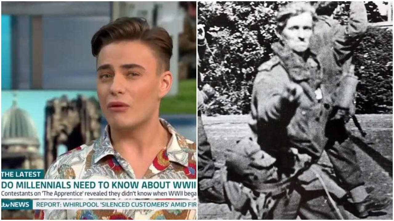 Instagram influencer, 22 and Lt. Jack Reynolds 22-year-old war hero of Arnhem.  Credit GMB and public domain