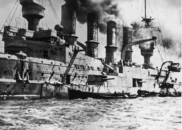 A Photograph of S.M.S Scharnhorst during the Falklands Island War on November 1, 1914. (Photo by Fotosearch/Getty Images)