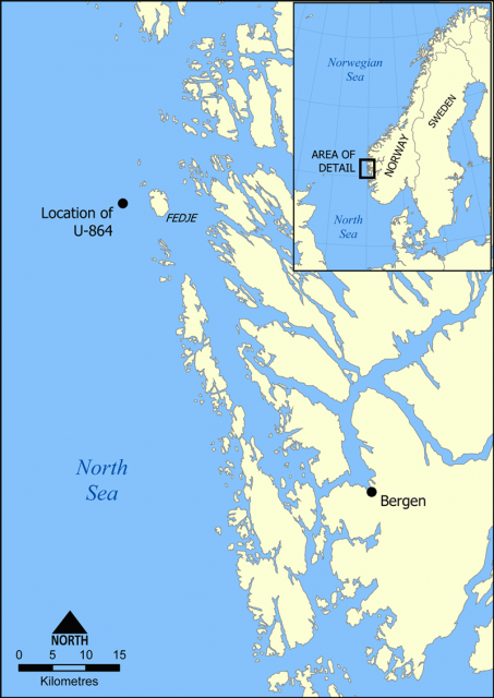 Location of U-864