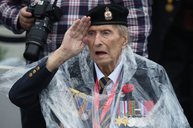 Canadian veteran Jim Warford during Canadian Ceremony at the Bény-sur-Mer Canadian War Cemetery. Artur Widak/NurPhoto via Getty Images