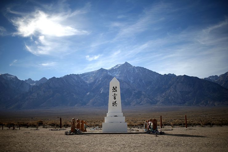 A monument honoring the dead stands in the cemetery at Manzanar National Historic Site When his family left the camp and moved to Santa Monica, Masaru had to work to support his family. His mother worked two or three jobs as well.