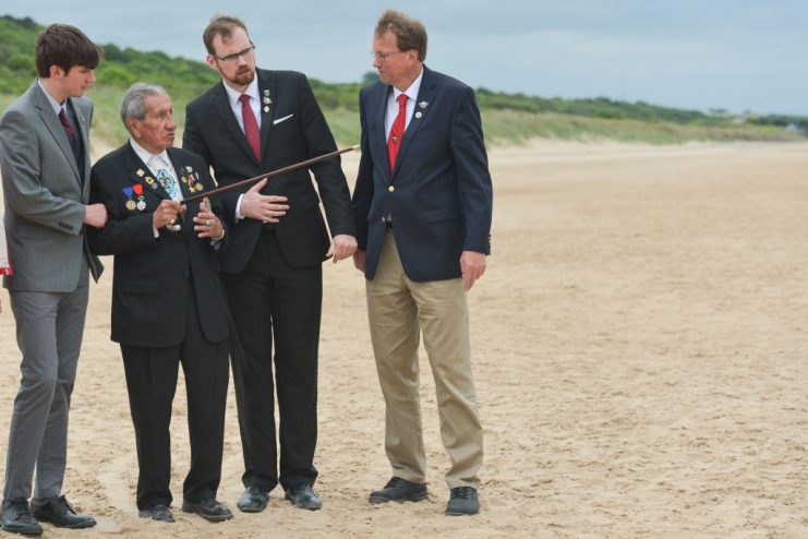 Charles Shay was one of over five hundred North American Indian soldiers who landed on the beaches of Normandy. Shay served in the 1st Infantry Division, ‘The Big Red One’. He was only nineteen years old and was a recently drafted medic. Photo by Artur Widak/NurPhoto via Getty Images.