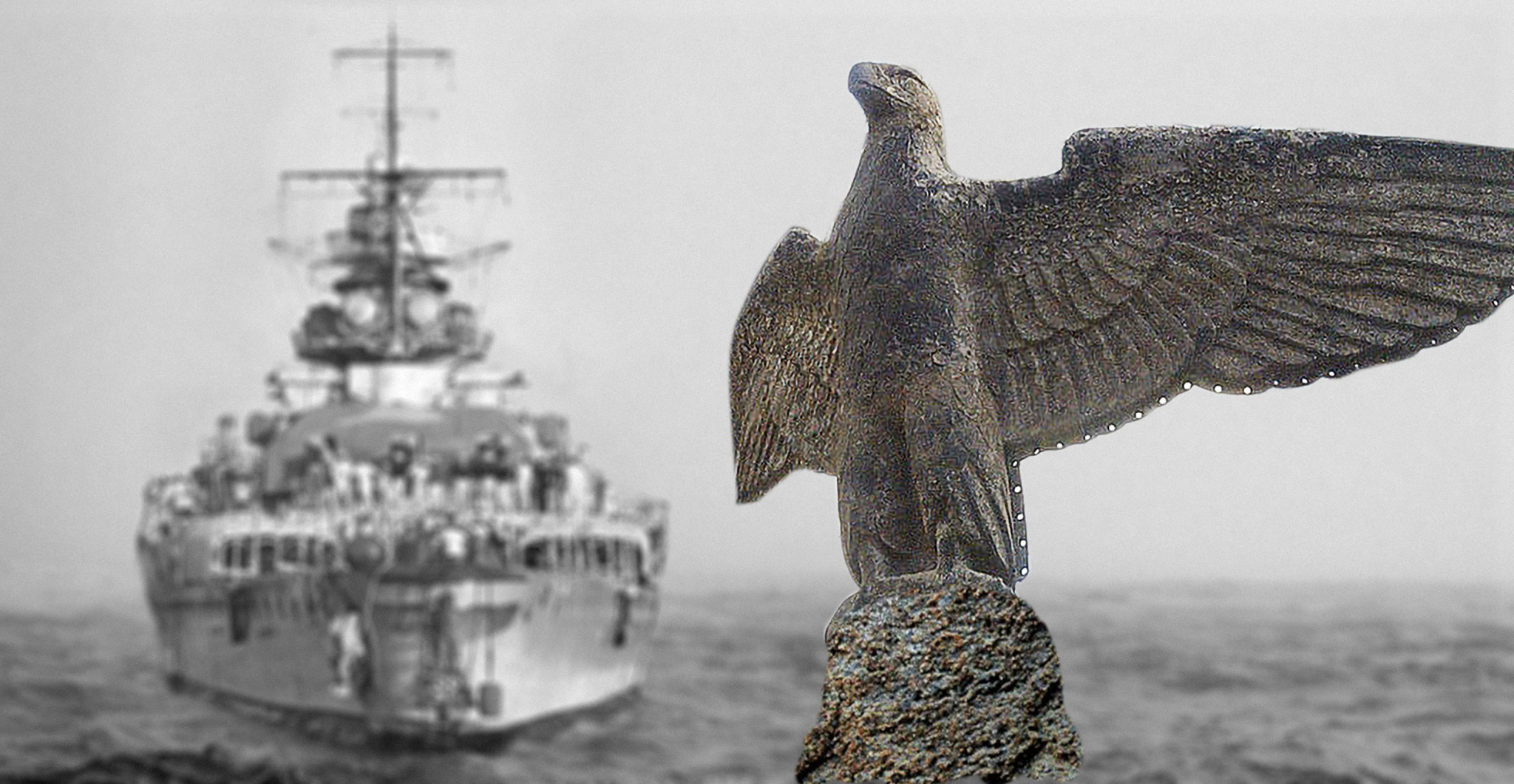 The  bronze eagle, recovered from a German battleship Graf Spee.