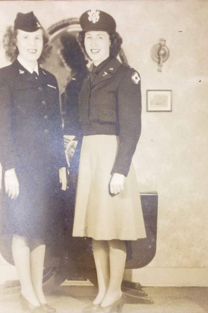 WWII Nurse Annie McVadon, pictured on the right, is shown here with her sister after joining the U.S. Army during World War II. (Source: Family of Annie McVadon)