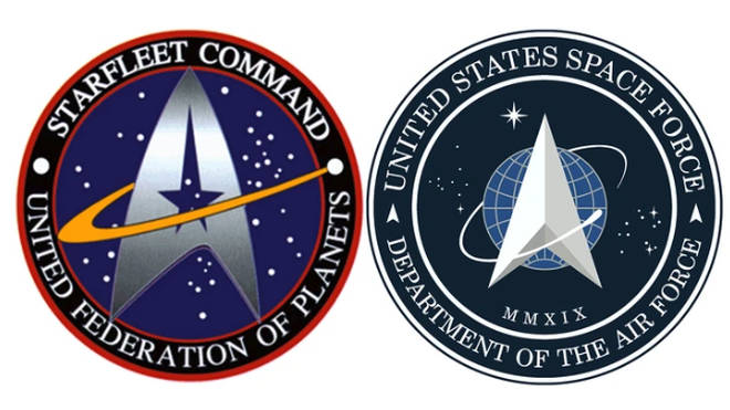 The new US Space Force logo has been mocked online. Picture: Paramount/US Space Force