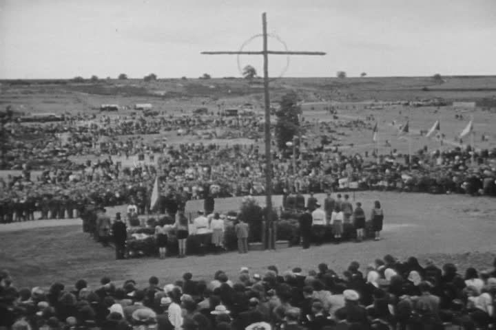 Memorial ceremony on the site of the village to honour the victims