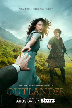 Promotional poster for season one, featuring Caitriona Balfe and Sam Heughan.