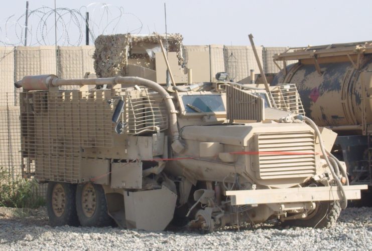 The Mastiff is a heavily armoured, six-wheel-drive patrol vehicle which carries eight troops, plus two crew.