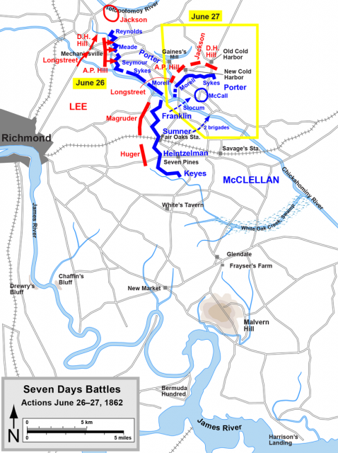 Seven Days Battles, June 26–27, 1862. Map by Hal Jespersen