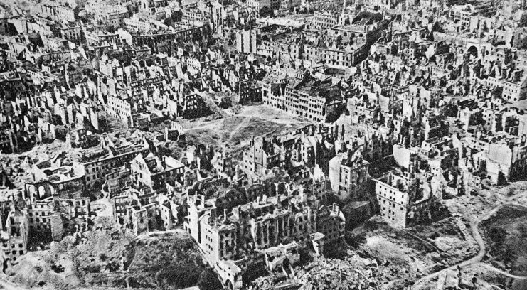 January 1945 aerial photo of destroyed Warsaw