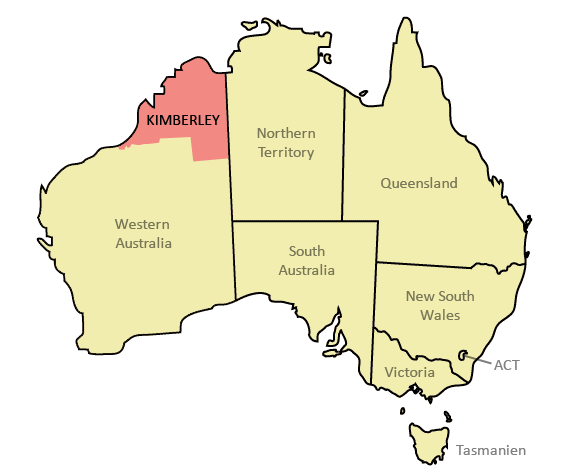 Location of the Kimberley region in Australia. Martyman CC BY 3.0