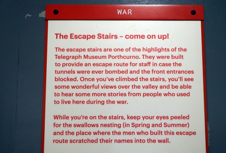 The emergency escape stairs. The Telegraph Museum Portcurno Cornwall. Photo: Geoff Moore.