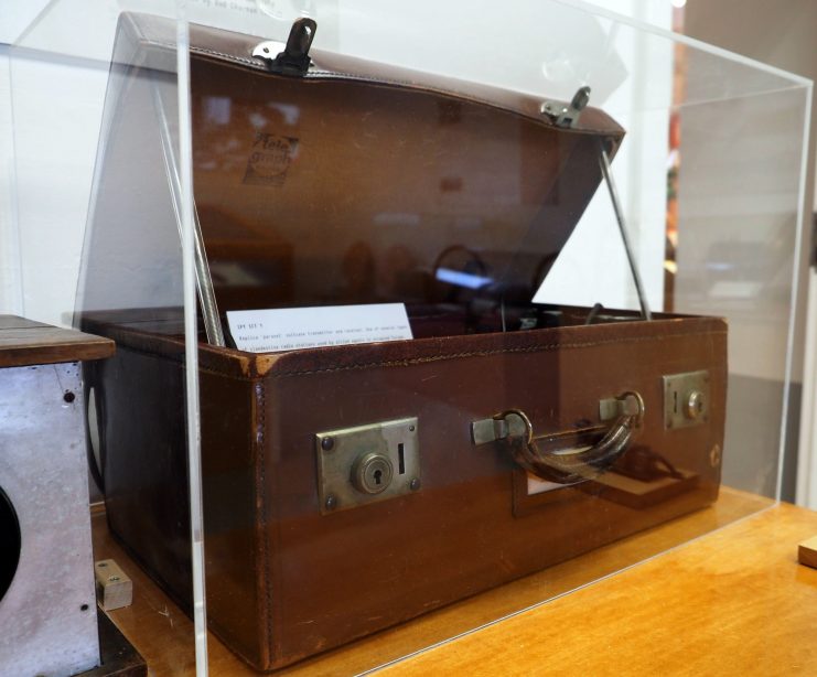 A radio in suitcase. The Telegraph Museum Portcurno Cornwall. Photo: Geoff Moore.
