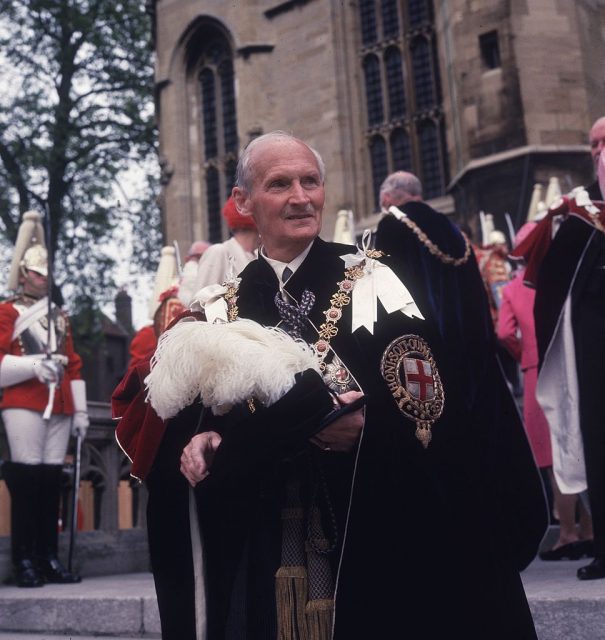 19th June 1967: Bernard Law Montgomery (1887 – 1976), commander in chief of the British army during World War II, wearing ceremonial garb at a Garter Ceremony in Windsor. (Photo by Fox Photos/Getty Images)