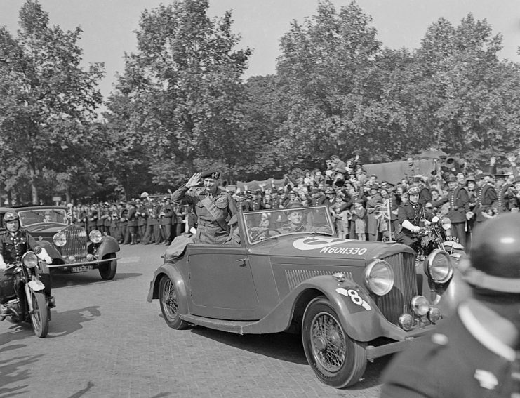 PARIS, FRANCE – AUGUST: British General Bernard Montgomery Being welcomed in Paris, France, in August 1944. (Photo by Keystone-France/Gamma-Rapho via Getty Images)