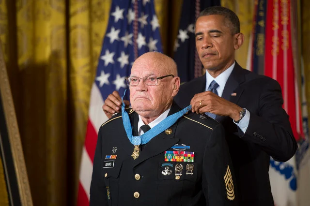 Bennie Adkins receiving the Medal of Honor