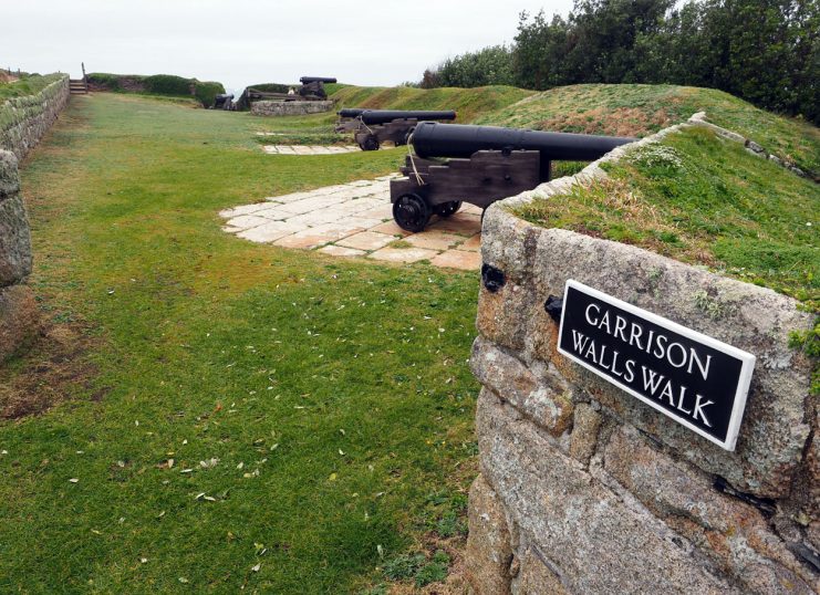 The start of the Garrison Walls walk on St Mary’s Isles of Scilly. UK.