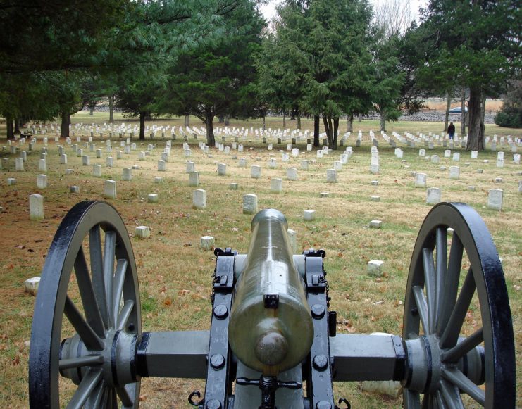 “There just aren’t many areas in the South in which battlefields aren’t located. They’re literally under your feet,” M1857 Napoleon at Stones River battlefield cemetery.