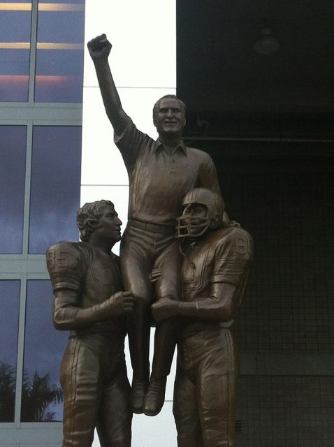 A statue of Shula outside of Hard Rock Stadium. A statue of Shula outside of Hard Rock Stadium CC BY-SA 3.0