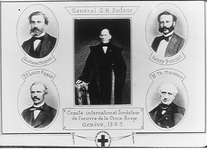 Drawing of the five founders of the International Committee.