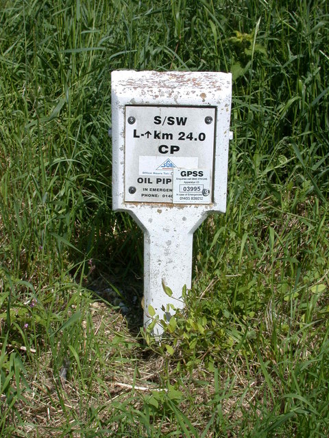 GPSS marker plate, near Heydon, Cambridgeshire, Great Britain. The marker text: S/SW shows marker is on the Sandy-Saffron Walden link. Keith Edkins CC BY-SA 2.0