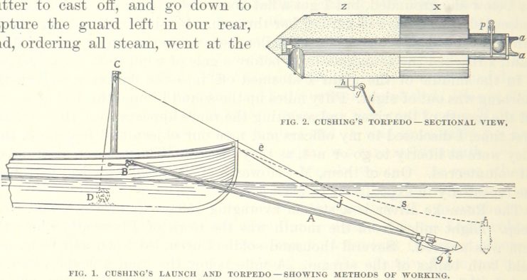 The lanyard-mounted torpedo designed by William B. Cushing that sunk CSS Albemarle