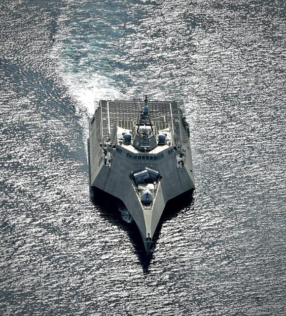 USS Gabrielle Giffords (LCS 10), on patrol in the South China Sea, June 2020.