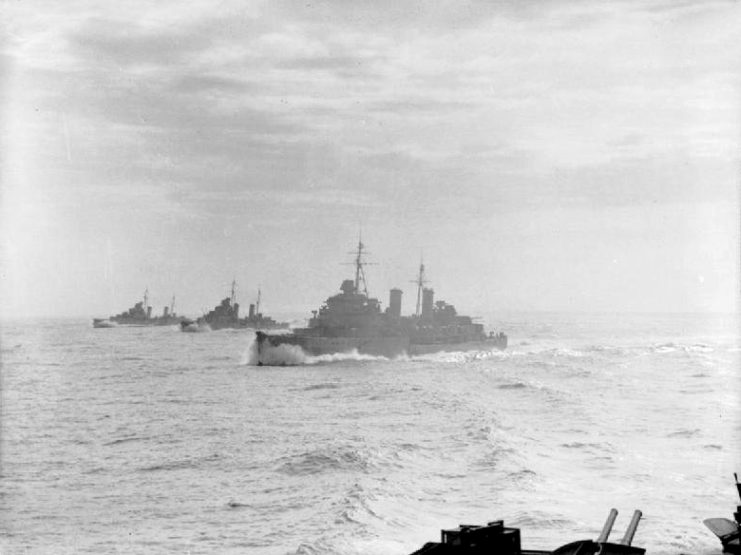 Edinburgh with the cruisers Hermione, and Euryalus on convoy duty during Operation Halberd in September 1941.
