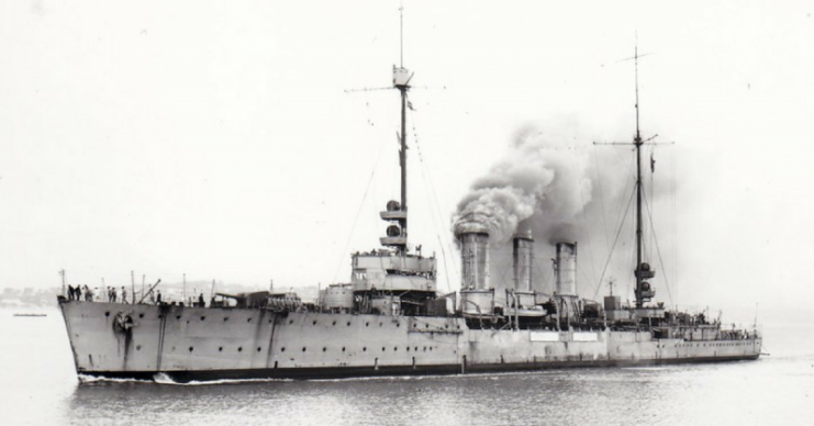 French battleship Bretagne in 1925. She was still hanging around (with gradual upgrades) when WW2 began. She was hit with 15″ shells from Force H at Mers-el-Kébir, detonating her main magazine, killing nearly 1000 of her crew.