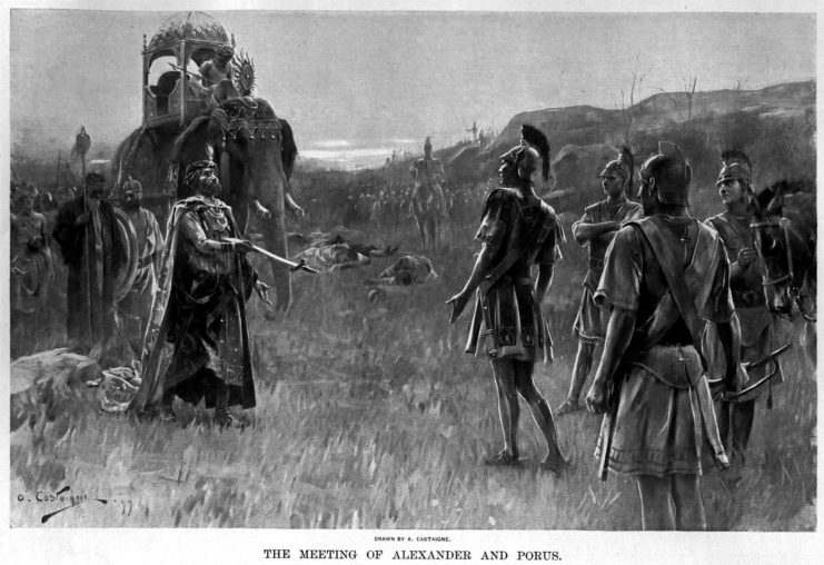 Alexander accepts the surrender of Porus, 1898-99 illustration