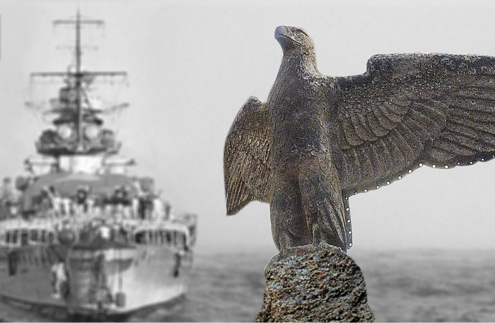 The bronze eagle, recovered from a German battleship Graf Spee.