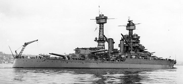 Maryland in February 1942, after the completion of her repairs.