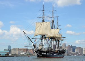 USS Constitution or ‘Old Ironsides’ sailing, the ship that the Boomin Beavers often assist.