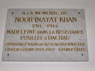 Inayat Inayat Khan’s memorial plaque at the Dachau Memorial Hall