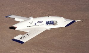 The Boeing X-45 technology demonstrator, an autonomous unmanned aerial vehicle.