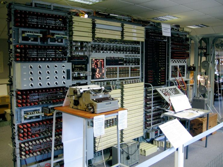 A fully working replica of the Colossus computer located at Bletchley aPark.