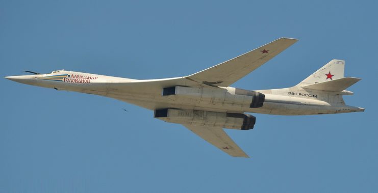 The formidable Tupolev Tu-160. Currently the heaviest and largest Mach 2 capable military aircraft ever put into service. Image by Sergey Korovkin 84 CC BY-SA 3.0