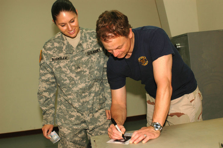 Gary Sinise spends much time with those current serving in US forces.