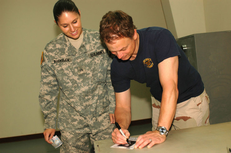 Gary Sinise spends much time with those current serving in US forces.