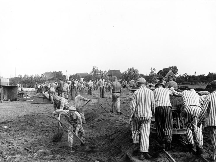 Prisoners at forced labor building the Dove-Elbe canal.