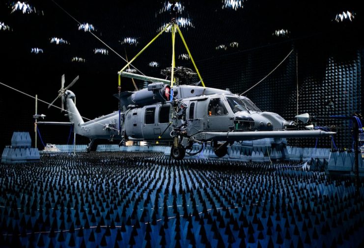 An HH-60W during testing in an anechoic chamber. Image by the US Air Force.