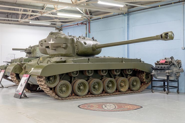 The M26 Pershing was the US’s answer to the Tiger I and other heavy German tanks. It arrived too late in the war to see much action. Image by Morio CC BY-SA 4.0