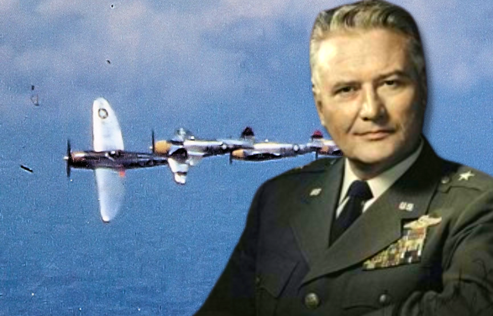 Four Republic P-47 Thunderbolts in flight + Military portrait of William Dunham