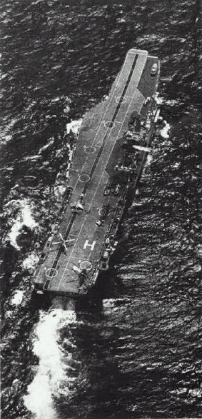 The British Royal Navy aircraft carrier HMS Hermes (R12) operating off South Carolina (USA), in 1986.